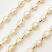 Gold Plated Wire Freshwater Pearl Chain